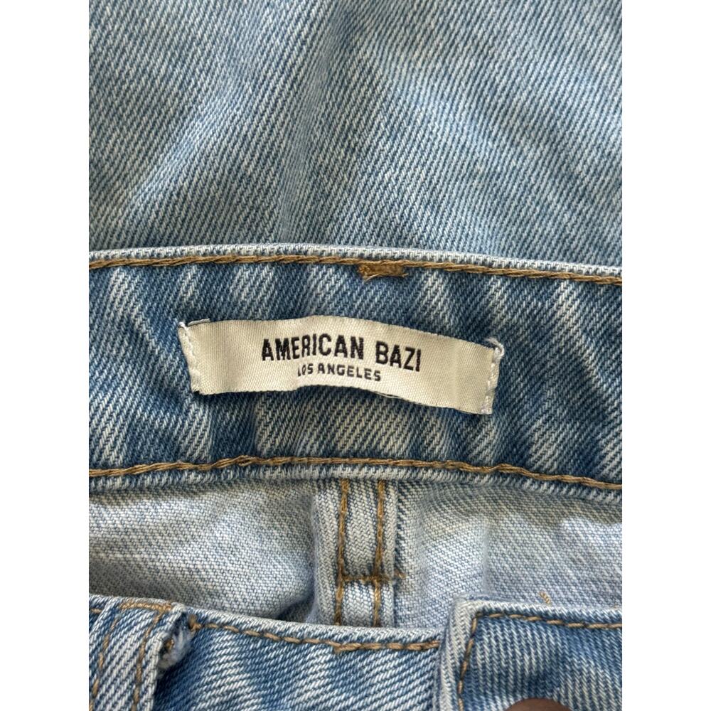 American Bazi Jeans Women's Size 7 Wide Leg Light Wash Ripped High Rise - Picture 3 of 8